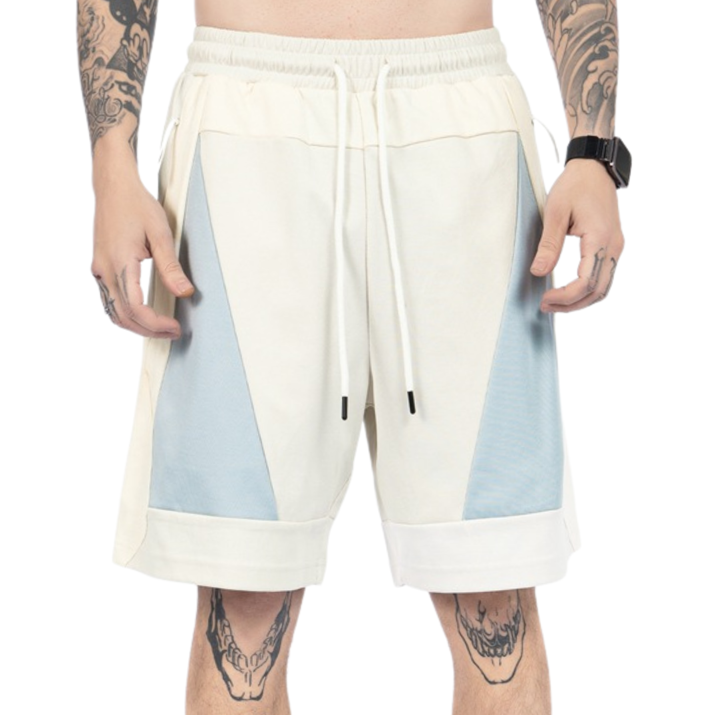 Street Style Color-Block Mesh Breathable Zipper Pocket Sports Shorts