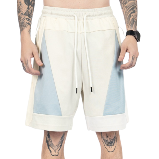Street Style Color-Block Mesh Breathable Zipper Pocket Sports Shorts
