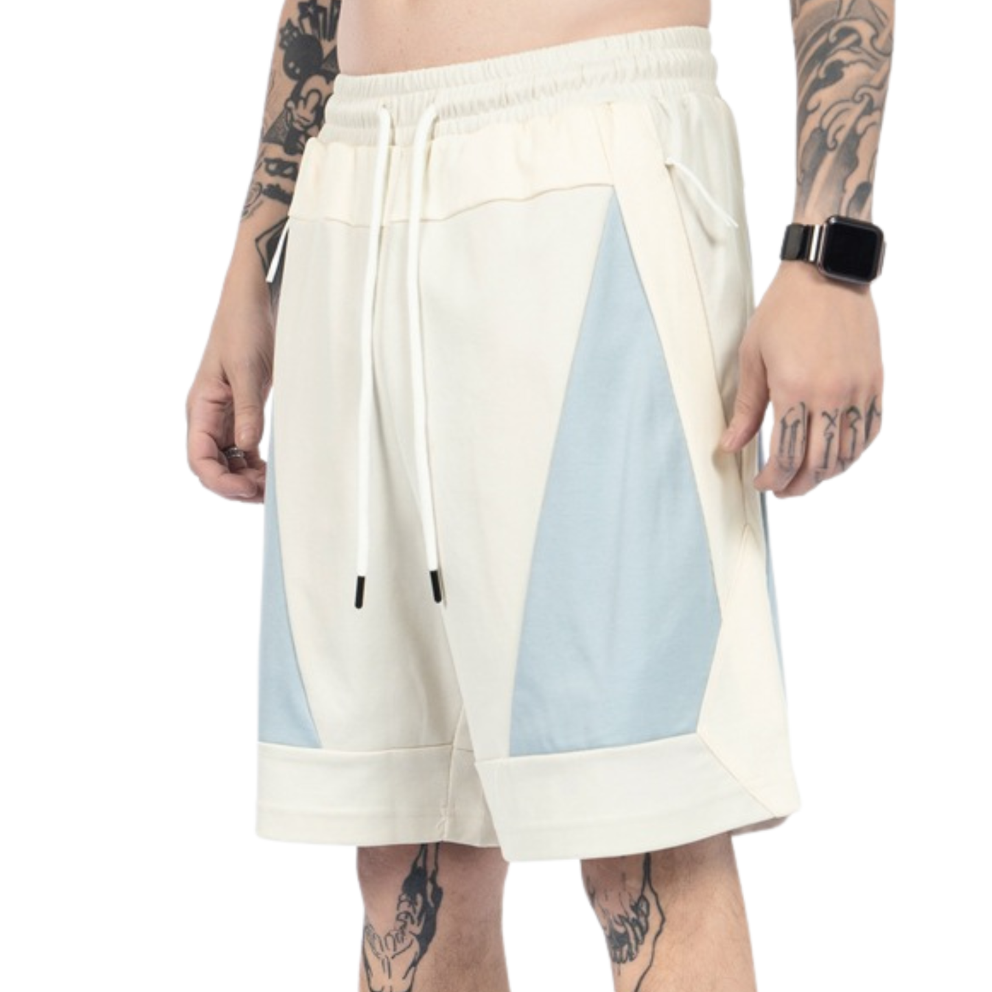 Street Style Color-Block Mesh Breathable Zipper Pocket Sports Shorts