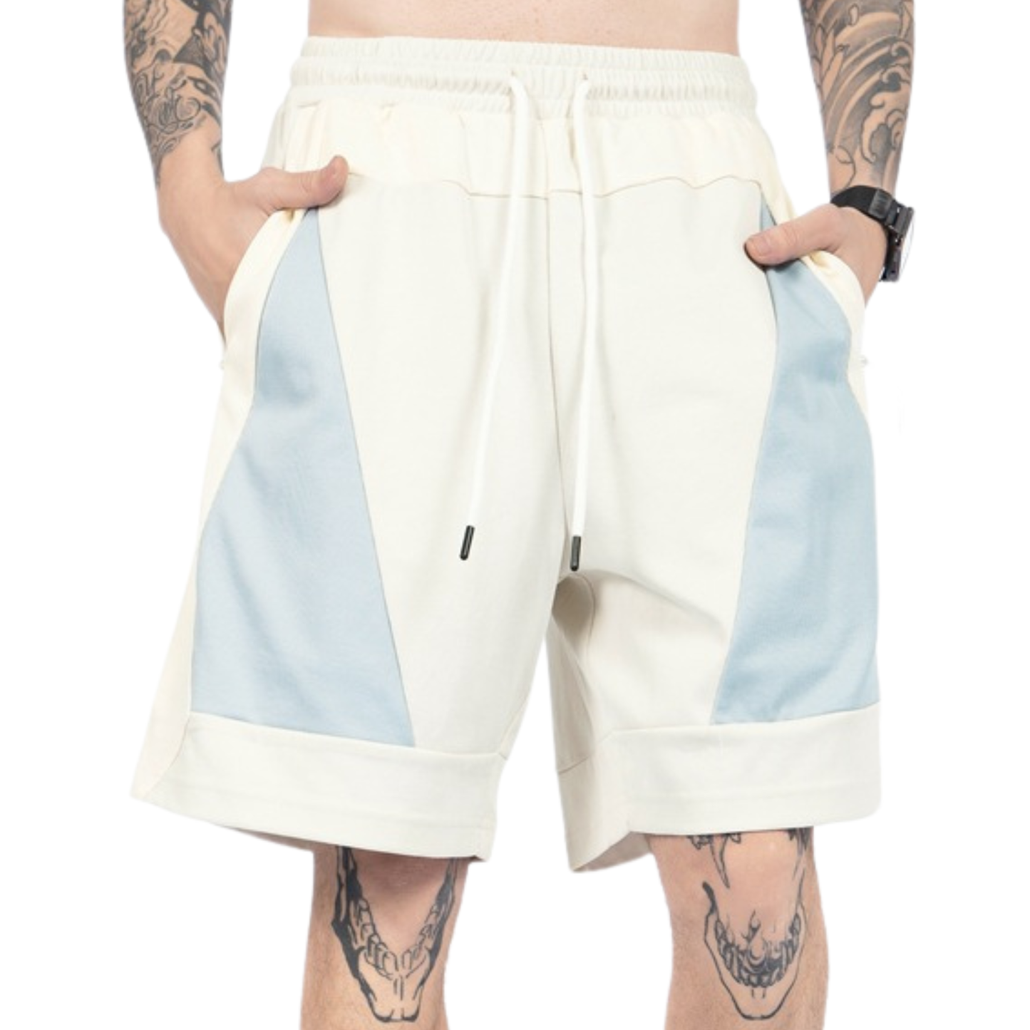 Street Style Color-Block Mesh Breathable Zipper Pocket Sports Shorts