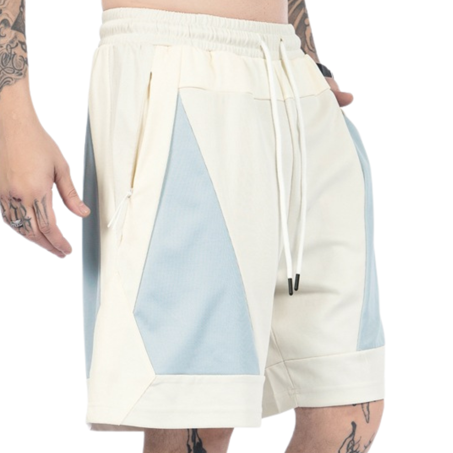 Street Style Color-Block Mesh Breathable Zipper Pocket Sports Shorts