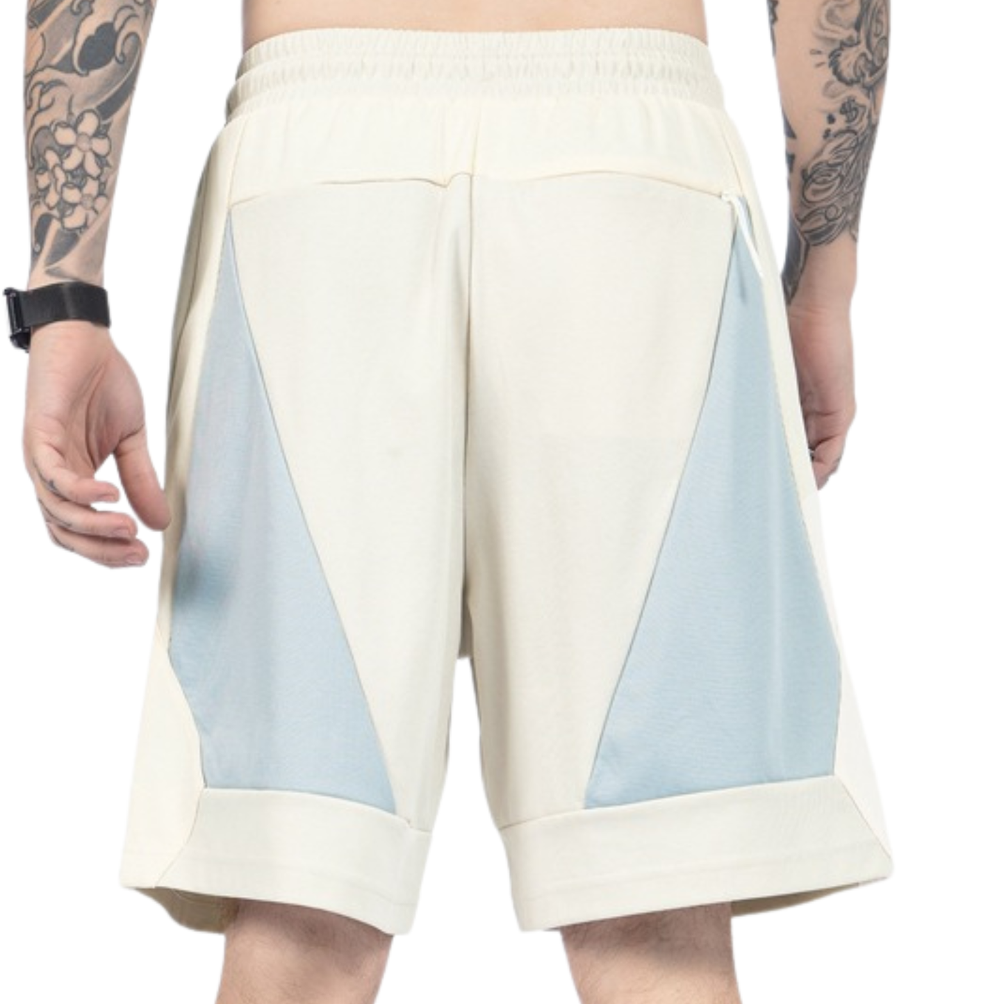 Street Style Color-Block Mesh Breathable Zipper Pocket Sports Shorts