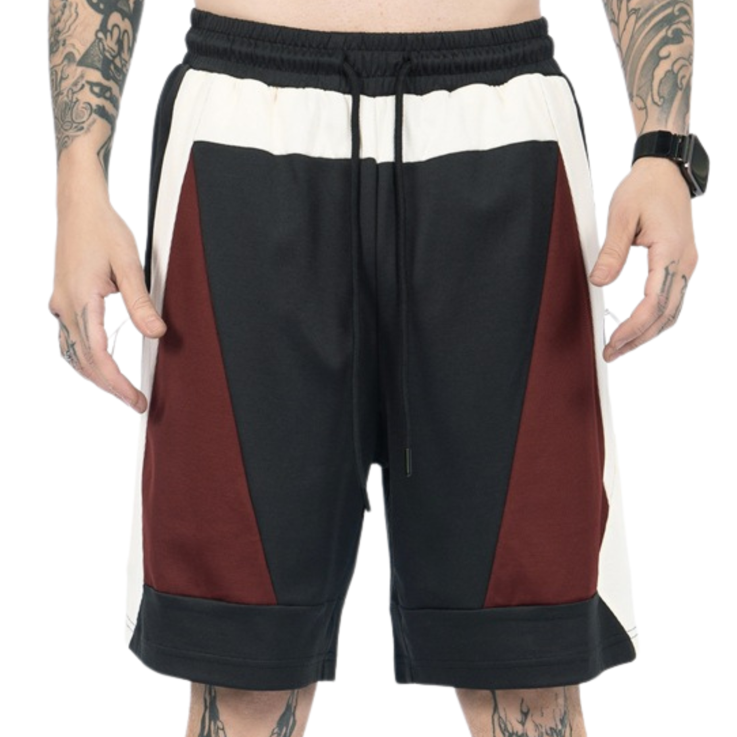 Street Style Color-Block Mesh Breathable Zipper Pocket Sports Shorts