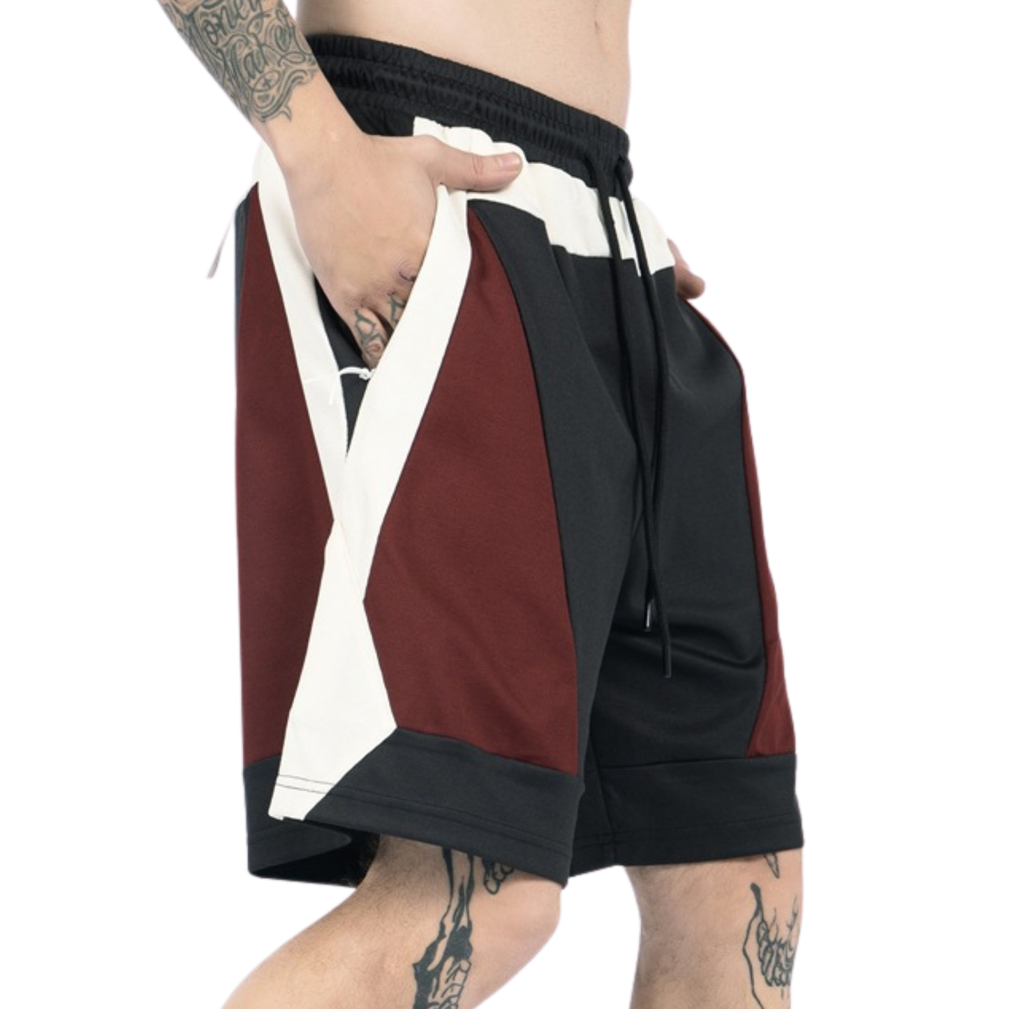 Street Style Color-Block Mesh Breathable Zipper Pocket Sports Shorts