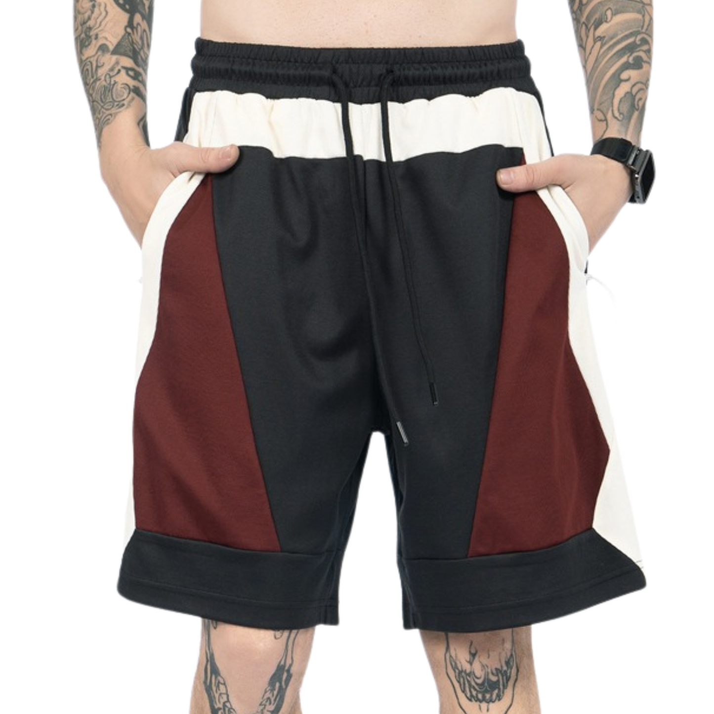 Street Style Color-Block Mesh Breathable Zipper Pocket Sports Shorts